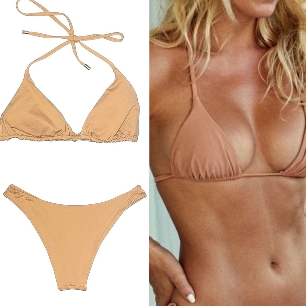 Monday Swimwear Tan Nude String Bikini Two Piece Set Size Medium